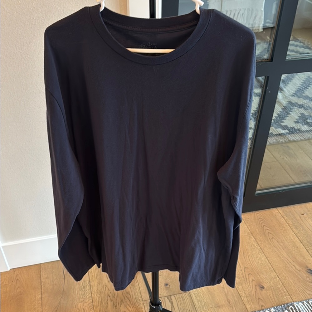 Relaxed Blue Long Sleeve Hoodie Sweatshirt
